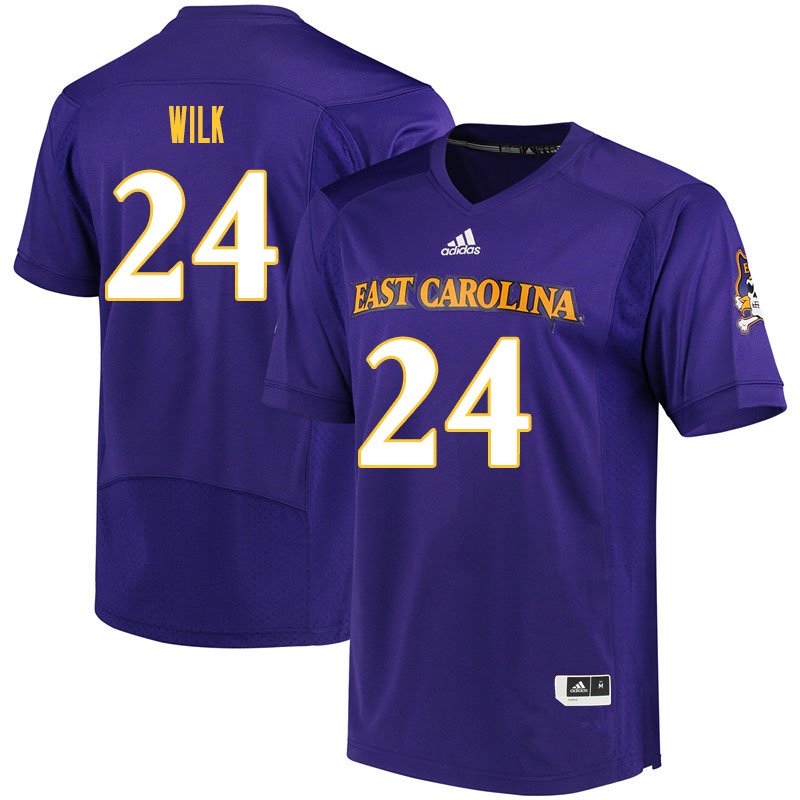 Men #24 Teagan Wilk ECU Pirates College Football Jerseys Sale-Purple
